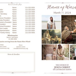 de collage pour le programme de la Sainte-Cène | Programme de l&#39;église | Bulletin de service SDJ | Personnalisable sur Canvas | Programme à deux volets