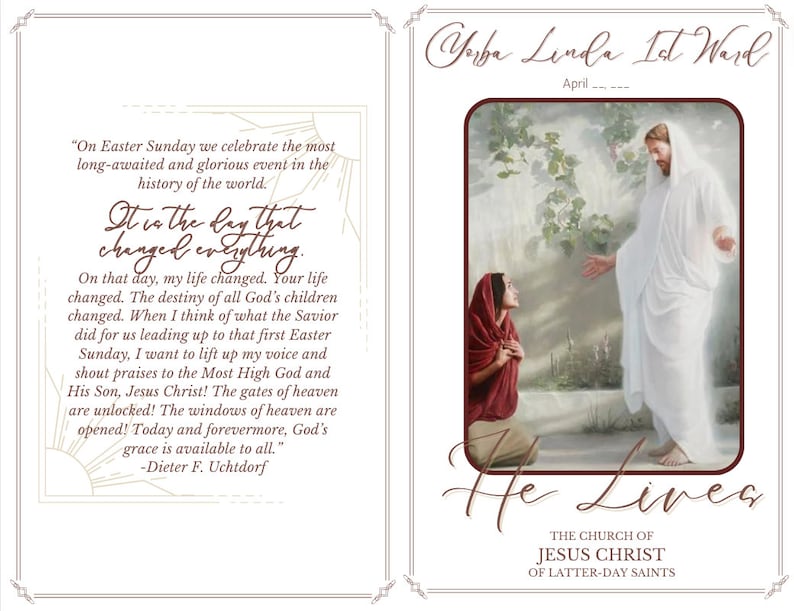 EASTER Sacrament Program Template | Church Program | LDS Ward Bulletin ...