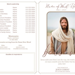 Sacrament Program Template | MULTIPLE Templates INCLUDED | Church Program | LDS Ward Bulletin | Customizable in Canva | Bi-fold Program