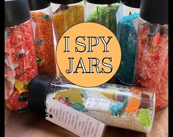 I Spy Jars 10 oz | Seek n Find Jar | Sensory Tube | Calm Down Jar | Car Ride Game | Family Night | Memory Care | Easter Basket Filler