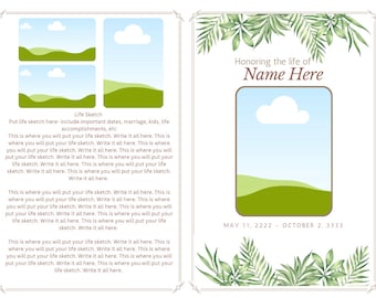 Tropical Funeral Program Template: Editable Canva Design