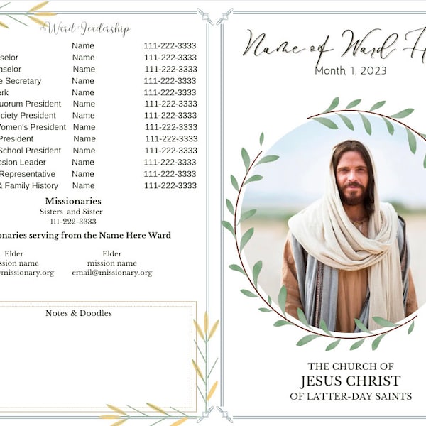 Sacrament Program Template | MULTIPLE Templates INCLUDED | Church Program | LDS Ward Bulletin | Customizable in Canva | Bi-fold Program