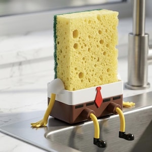 Original svamphållare för diskbänk, rolig och snygg svamphållare, poppig köksdekor, användbar och rolig inflyttningspresentidé (SvampBob)