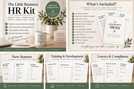 HR Templates UK | Employee Handbook | Small Business HR Kit | Employee Onboarding Templates