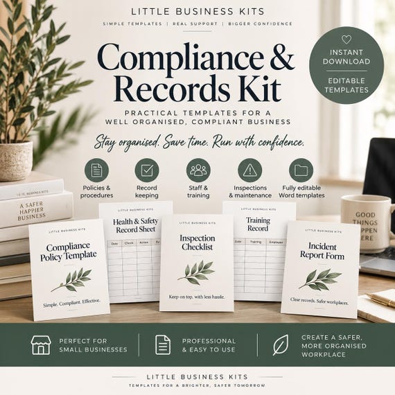 Small Business Compliance Kit UK | HR & Workplace Templates | 32 Business Records and Forms