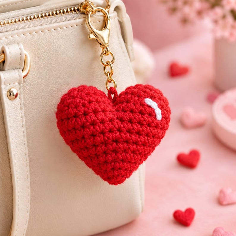 Red Heart Amigurumi Keychain Crochet Pattern (PDF) - Etsy