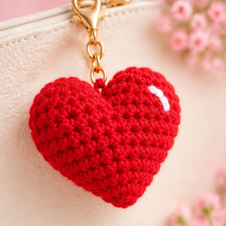 Red Heart Amigurumi Keychain Crochet Pattern (PDF) - Etsy