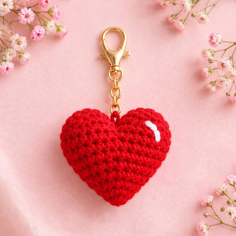Red Heart Amigurumi Keychain Crochet Pattern (PDF) - Etsy