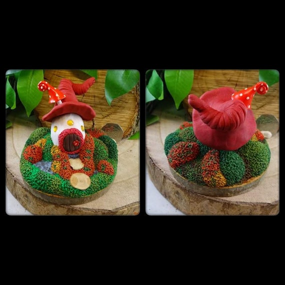 Fairy Door, Miniature Hobbit House Pixie House Fairy Garden Polymer Clay Miniature Fairy Garden Fairy Cottage Polymer Clay