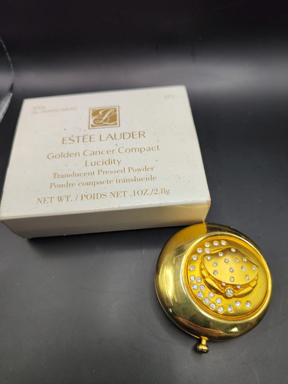 Vintage, very rare Estee Lauder Compact - Golden Cancer for Lucidity Translucent pressed Powder.