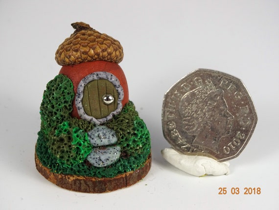 Fairy Door, Miniature Hobbit House Pixie House Fairy Garden Polymer Clay Miniature Fairy Garden Fairy Cottage Polymer Clay