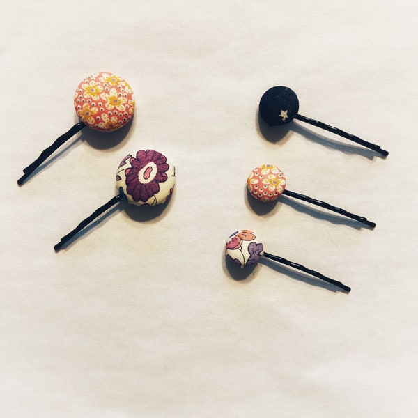 Single Fabric Button Hair Bobby Pin