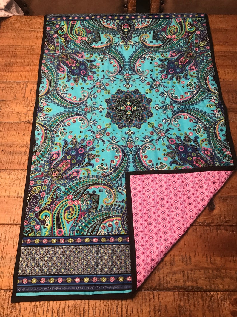 Purple And Blue Paisley Table Runner Placemat Set Image 0
