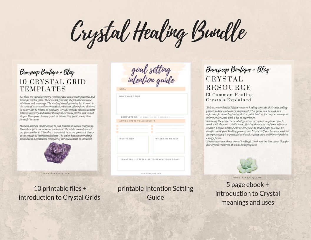 Crystal Healing Bundle. Printable Crystal Grids. Intention | Etsy