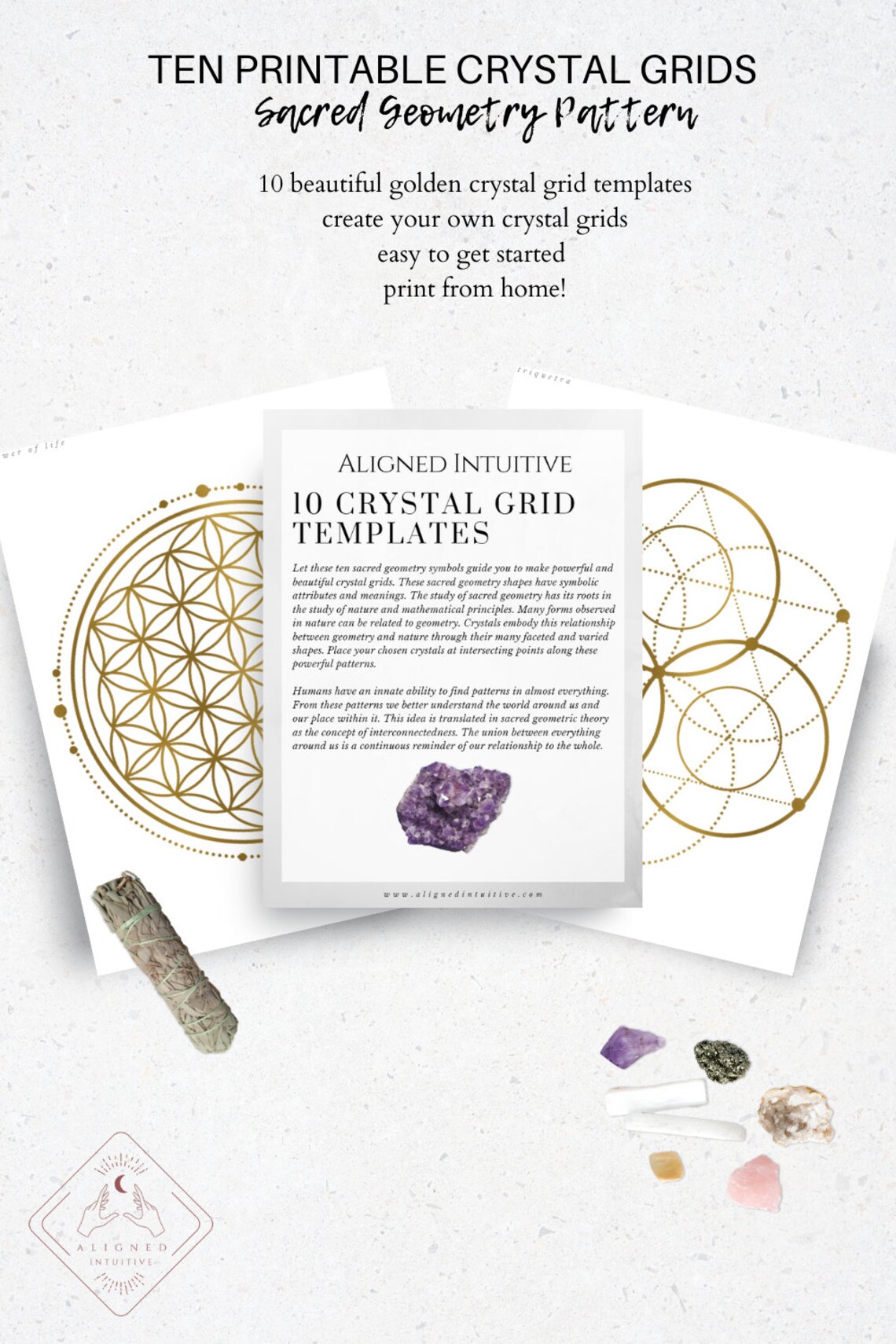 Ten Printable Crystal Grids. Crystal Grid Template. Sacred | Etsy