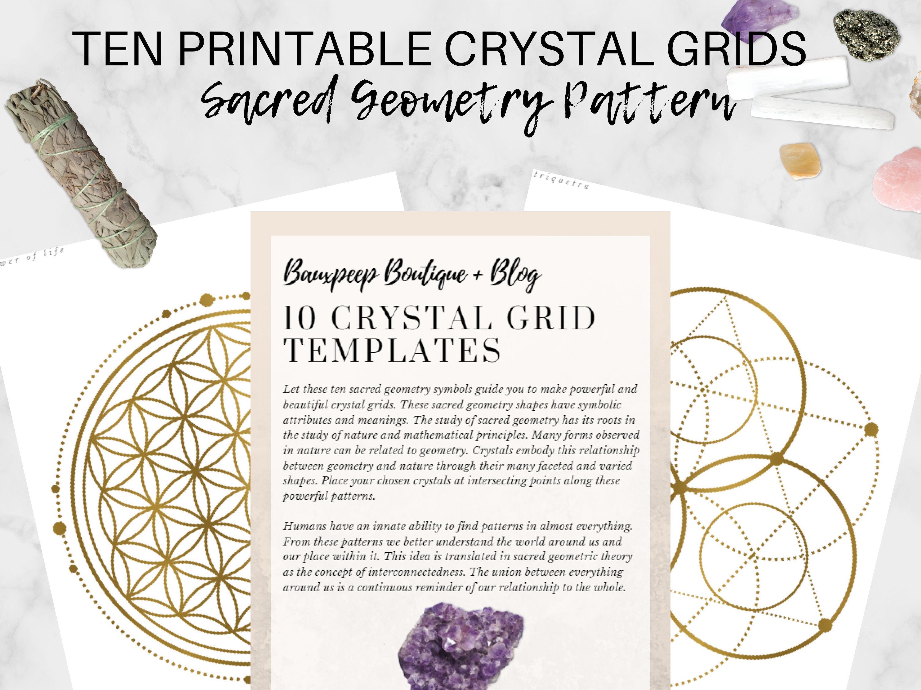 Ten Printable Crystal Grids. Crystal Grid Template. Sacred | Etsy