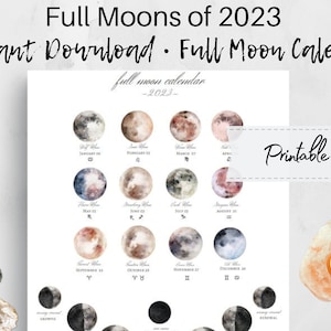 2023 Printable Full Moon Calendar. Lunar Zodiac Celestial - Etsy Hong Kong