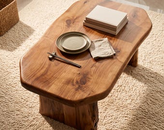 Solid Walnut Live Edge Coffee Table – Rustic Modern Wooden Custom Home Decor Furniture