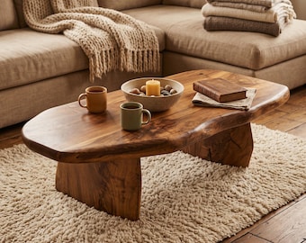 Live Edge Walnut Coffee Table – Mid-Century Modern Solid Wood Furniture