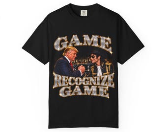 Game Recognize Game T-shirt | Handshake Graphic, Palm Trees, Retro Lettering