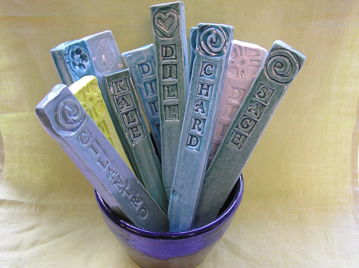 Set / 8 Garden Markers Food Safe Plastic Free Living Stakes Etsy