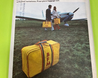 Butterick 5748 Accessories Travel 4 set Luggage Dress Suit Tote Bags Organizing Pattern Vintage Estate Unused EUC 1970 70s Designs