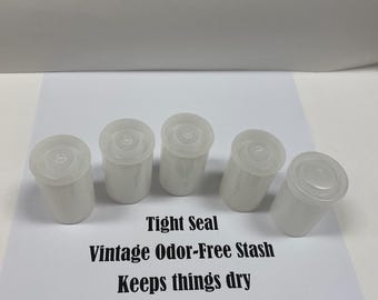 No Tariff  5 for 8  Free Ship 35mm Film Canister Container Tight  Lids Storage Vintage Stash Science Sewing Craft Gardening Seeds Clear