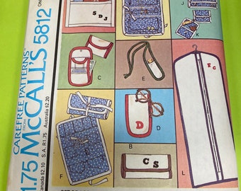 McCalls 5812 Accessories Travel Wallet Jewelry Bags Organizing Pattern Vintage Estate Unused EUC 1970 Designs