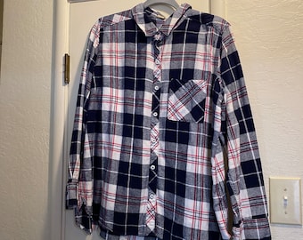 L - XL Wool Rich Flannel Shirt Women's - Marked XXL - Chilly Weather Must Have