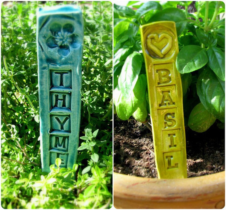 Set / 8 Garden Markers Food Safe Plastic Free Living Stakes Etsy