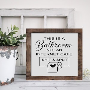 This Is A Bathroom Not An Internet Cafe Bathroom Wooden Sign, Modern Farmhouse Bathroom Wall Decor, Funny Bathroom Shelf Decor