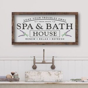 Farmhouse Bathroom Wall Decor, Bathroom  Wood Sign, Rustic Bathroom Wall Decor, Bath House Signs