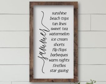 Summer Wood Signs, Farmhouse Summer, Summer Porch Wall Decor, Framed Wooden Signs