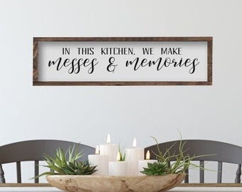 Meals And Memories Framed Wood Sign, Kitchen Sign, Wooden Kitchen Decor, Wall Hanging for Kitchen, Mother's Day Gift for Family