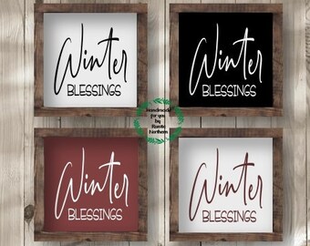 Winter Blessing Rustic Wood Sign, Holiday Wooden Signs, Winter Decor, Christmas Sign Decor, Winter Signs