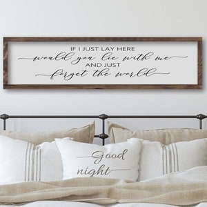 If I Just Lay Here Wooden Bedroom Decor Sign, Above The Bed Wood Wall Sign, Engagement Gift from Fiancé, Newlyweds Gift, Wood Bedroom Sign image 1