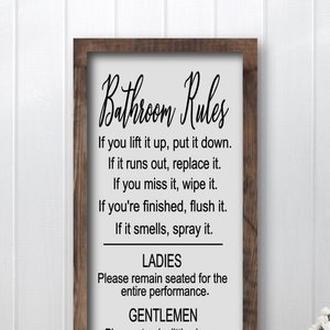 Bathroom Rules Wall Decor, Bathroom Signs, Farmhouse Bathroom, Bathroom Humor Wood Sign, Funny Bathroom Wooden Sign, Farmhouse Bathroom Sign