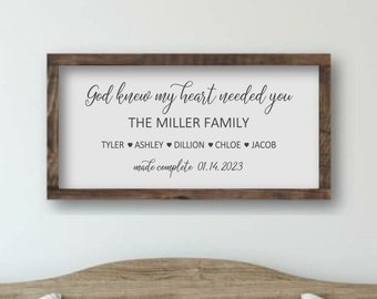 God Knew My Heart Needed You Personalized Wooden Sign, Family Name Sign, Custom Family Home Decor Wall Art, Family Name Established Sign