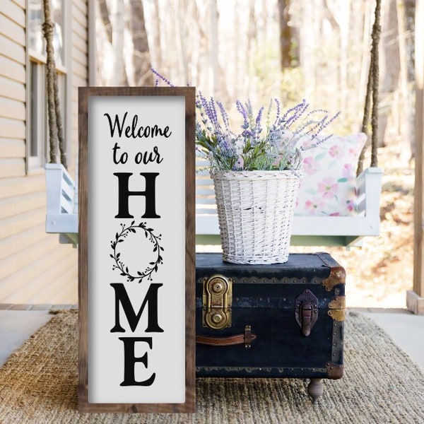 Welcome To Our Home Wood Welcome Sign, Welcome Entryway Sign, Porch Sign Decor, Home Sign, New Home Gift