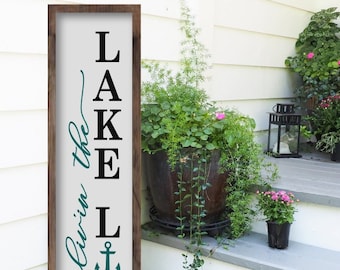 Liv'in on Lake Time, Lake House Signs, Cottage Signs, Lake House Sign Decor, Lake Signs, Lake House Entryway Wood Sign