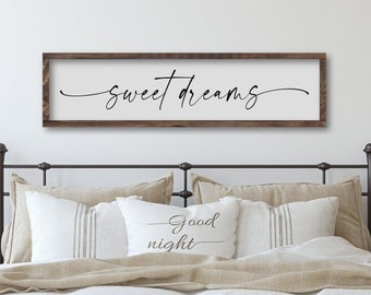 Sweet Dreams Above the Bed Wooden Sign, Teen Bedroom Decor, Master Bedroom Wall Art, Nursery Wall Decor, Guest Bedroom Sign Vacation Home