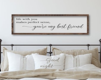 Life With You Wooden Master Bedroom Sign, Bedroom Signs For Above The Bed, Sign for Couple, Anniversary Gift