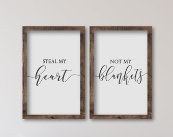 Steal My Heart Not My Blankets Over The Bed Sign, Master Bedroom Decor, Bedroom Signs, Bedroom Wall Decor, Above Bed Wall Art, Couple Gift