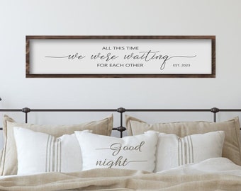 Anniversary Gift for Wife, Over The Bed Wedding Date Sign, Wooden Bedroom Decor, Couple Gift Date Sign, Engagement Gift, Gift for Bride