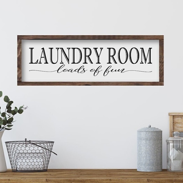 Loads of Fun Wooden Sign For Laundry Room, Hostess Gift, Airbnb Decor, Farmhouse Style  Laundry Room Decor, Housewarming Gift, Laundry Signs