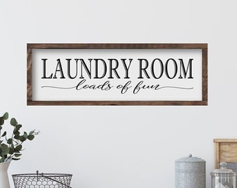 Loads of Fun Wooden Sign For Laundry Room, Hostess Gift, Airbnb Decor, Farmhouse Style  Laundry Room Decor, Housewarming Gift, Laundry Signs