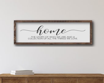 Home The Story Of Who We Are Modern Farmhouse Framed Wooden Sign,  Rustic Wood Sign, Rustic Wall Decor, Housewarming Gift