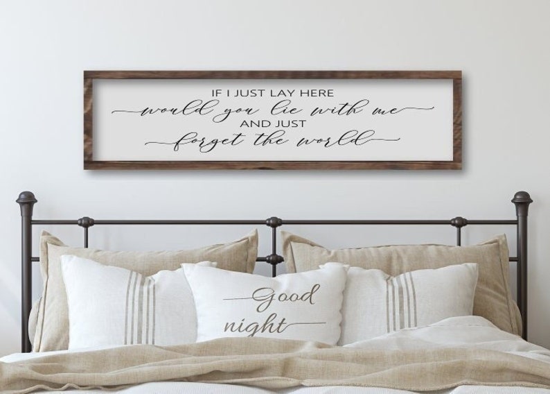 If I Just Lay Here Wooden Bedroom Decor Sign, Above The Bed Wood Wall Sign, Engagement Gift from Fiancé, Newlyweds Gift, Wood Bedroom Sign image 1