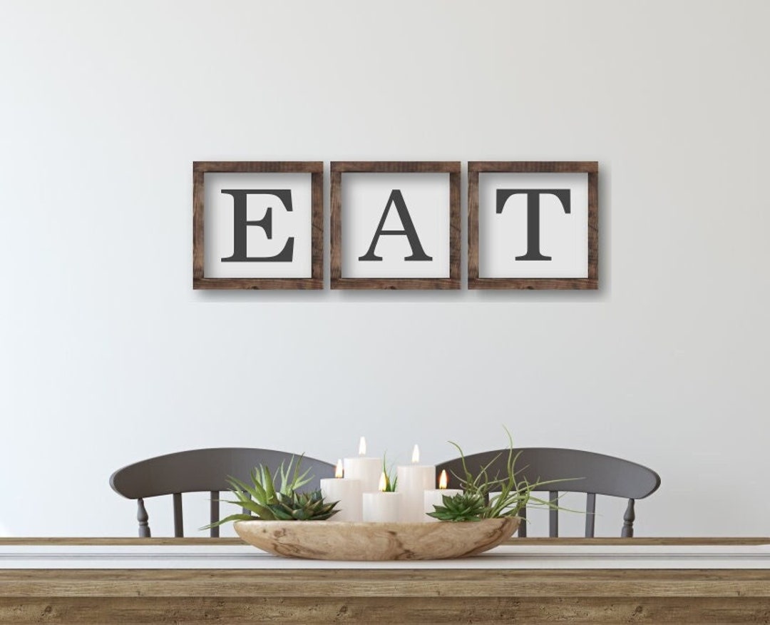 Eat Wood Framed Kitchen Wall Decor Breakfast Nook Wall Signs Etsy