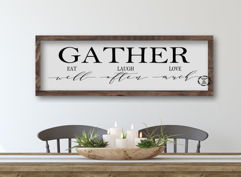 Gather Sign Dining Room Wood Sign Farmhouse Kitchen Wall Etsy Canada